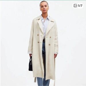 ✨NWT✨ Madewell Cream/Ecru/Muted Stone Belted Drapey Twill Trench Coat S